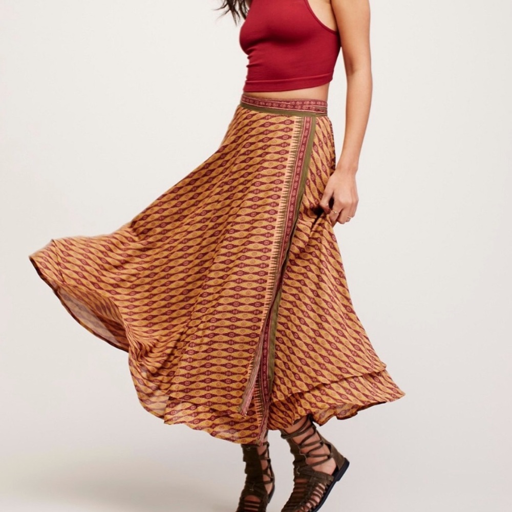 Free People midi wrap skirt size 0